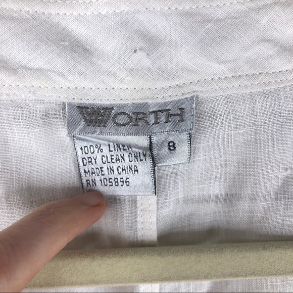 Worth linen bow tie neckline 3/4 sleeve button up - Picture 5 of 8
